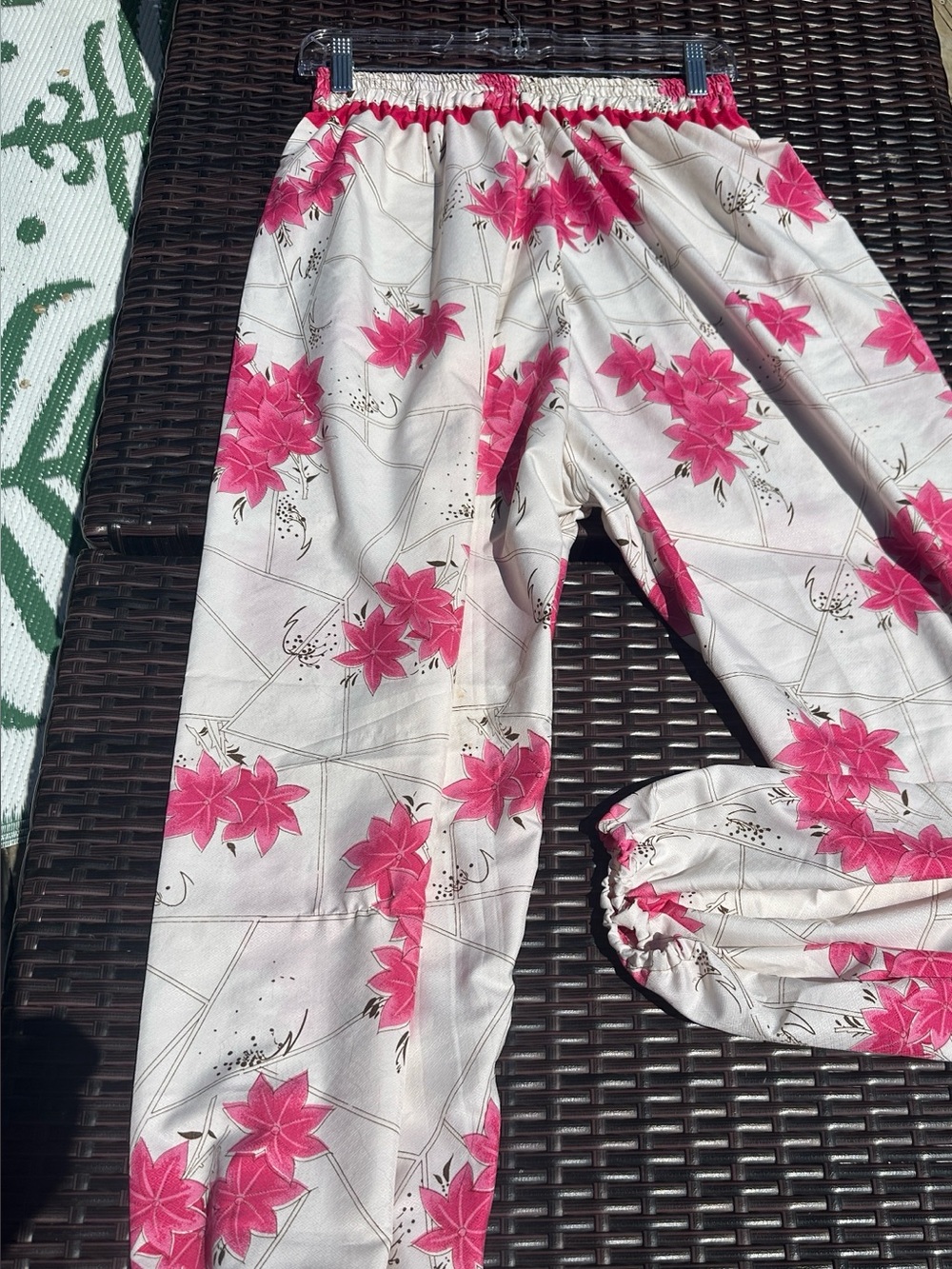 Genie Pants with Pink Floral Print